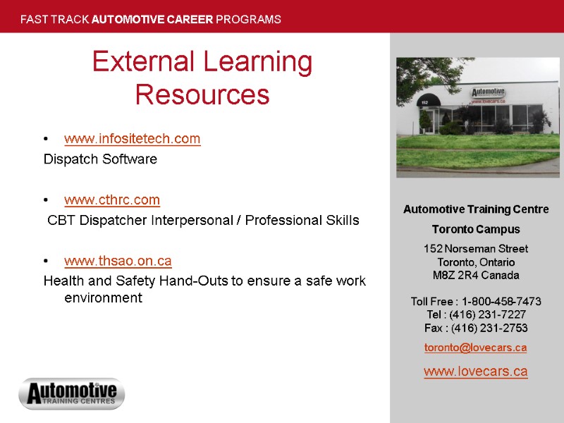 External Learning Resources www.infositetech.com       Dispatch Software  